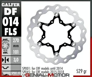 Galfer フロント ブレーキ ディスク ウェーブ フローティング オーバーサイズ 270x3mm ホンダ CR 250 R 2002-2004 Galfer Front Brake Disc WAVE FLOATING OVERSIZE 270x3mm HONDA CR 250 R 2002-2004 【並行輸入品】 55,440円