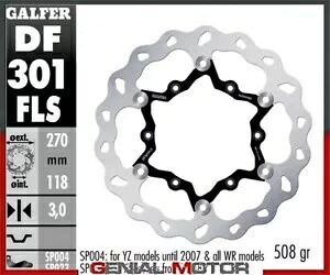 Galfer フロント ブレーキ ディスク ウェーブ フロート オーバーサイズ 270x3mm ヤマハ YZ 125、WR 2004-2007 Galfer Front Brake Disc WAVE FLOAT OVERSIZE 270x3mm YAMAHA YZ 125, WR 2004-2007 【並行輸入品】