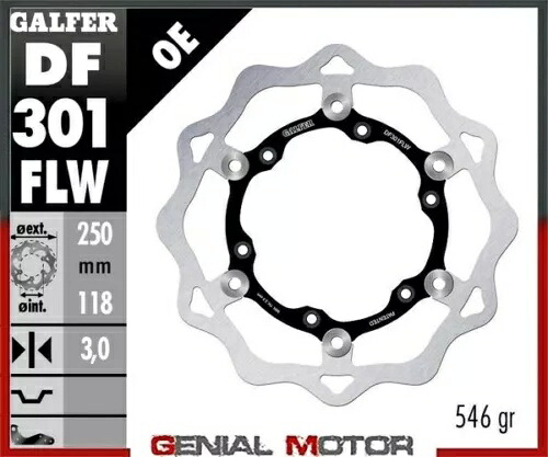 Galfer フロント ブレーキ ディスク ウェーブ フローティング (C. スチール) 250x3mm リエジュ マラソン 450 2009 Galfer Front Brake Disc WAVE FLOATING (C. STEEL) 250x3mm RIEJU MARATHON 450 2009 【並行輸入品】