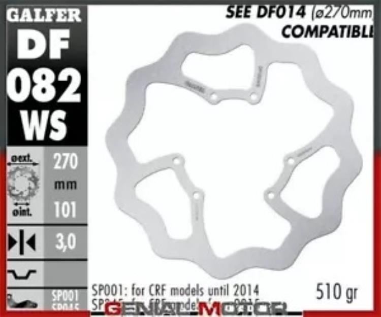 Galfer フロント ブレーキ ディスク ウェーブ固定オーバーサイズ 270x3mm ホンダ CRF 250 R 2019 Galfer Front Brake Disc WAVE FIXED OVERSIZE 270x3mm HONDA CRF 250 R 2019 【並行輸入品】