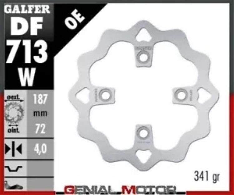 Galfer リア ブレーキ ディスク ウェーブ固定 187x4mm ホンダ TRX 300 EX 1993-2008 Galfer Rear Brake Disc WAVE FIXED 187x4mm HONDA TRX 300 EX 1993-2008 【並行輸入品】