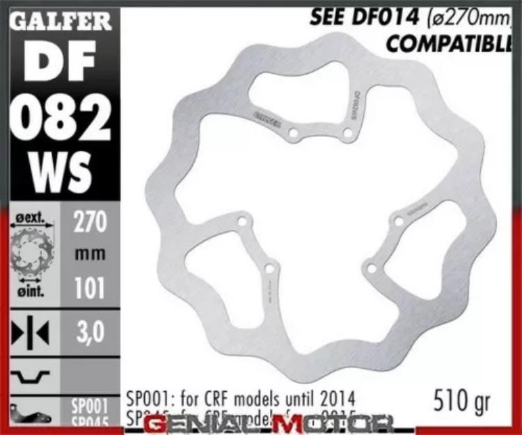 Galfer フロント ブレーキ ディスク ウェーブ固定オーバーサイズ 270x3mm ホンダ CRF 450 RS 2015 Galfer Front Brake Disc WAVE FIXED OVERSIZE 270x3mm HONDA CRF 450 RS 2015 【並行輸入品】