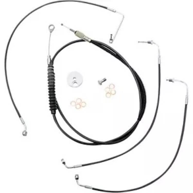 ケーブル/ブレーキ ライン キット - 15 インチ - 17 インチ エイプ ハンガー - ブラック ビニール LA-8154KT-16B Cable/Brake Line Kit - 15" - 17" Ape Hanger - Black Vinyl LA-8154KT-16B 【並行輸入品】｜カスタムパーツ WORLD倉庫