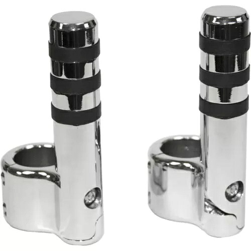 Lindby Customs クランプオンペグ クローム 1 1/2 インチバー用ワイド O リング付き 715 Lindby Customs Clamp On Pegs Chrome with Wide O-Ring for 1 1/2\