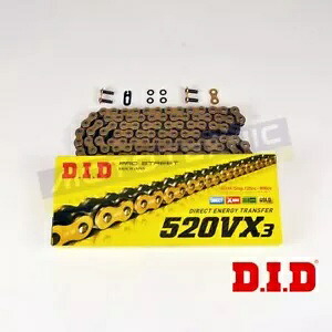 DID ゴールド Xリング 520ピッチ 108リンク VX3 ジョイントリンク付チェーン DID Gold X-ring 520 Pitch 108 Link VX3 Chain with Joining Link 【並行輸入品】