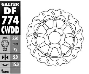 Galfer フロント ブレーキ ディスク ウェーブ フロート CPT R DET 330x5 ドゥカティ ムルティストラーダ V4 RS 2024 Galfer Front Brake Disc WAVE FLOAT CPT R DET 330x5 DUCATI MULTISTRADA V4 RS 2024 【並行輸入品】