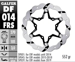 Galfer ブレーキディスク フロント WAVE FLOATI OVERS GRO 270 HONDA CRF 450 F/R 2001 2003- Galfer brake disc front WAVE FLOATI OVERS GRO 270 HONDA CRF 450 F/R 2001 2003- 【並行輸入品】
