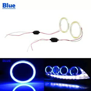ブルー 70 ミリメートル車 DRL フォグヘッドライト COB エンジェルアイズハローリング LED ライトユニバーサル 2x Blue 70MM Car DRL Fog Headlight COB Angel Eyes Halo Ring LED Light Universal 2x 【並行輸入品】