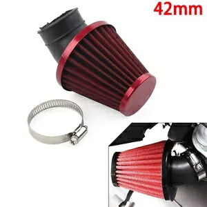 レッド 42mm エアインテークフィルタークリーナーゴムベンドインレットステンレススチールメッシュ Red 42mm Air Intake Filter Cleaner Rubber Bend Inlet Stainless Steel Mesh 【並行輸入品】