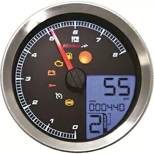 Koso スピードメーター/タコメーター シルバーベゼル LCD 色変更ディスプレイ BA051201 Koso Speedometer/Tachometer Silver Bezel LCD Color Change Display BA051201 【並行輸入品】|カスタムパーツ WORLD倉庫