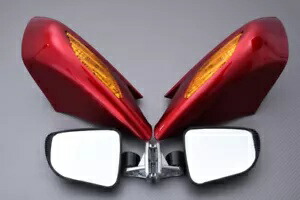 レッド バックミラー + オレンジ ウインカー ホンダ ST 1300 パン ヨーロッパ 2008-2017 Red Rear View Mirrors + Orange Turn Signals HONDA ST 1300 PAN EUROPEAN 2008-2017 【並行輸入品】