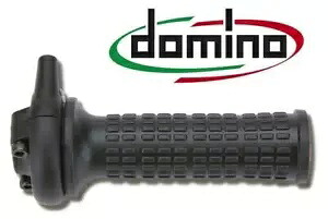 Domino シングルケーブル ブラック「ラリー」スロットル、ヴィンテージバイクにフィットするグリップ付き Domino Single Cable Black \