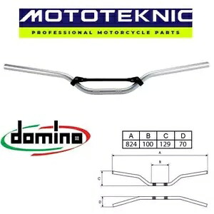 OSSA バイクに適合する Domino ワイド ハイベンド ブレース シルバー トライアル ハンドルバー Domino Wide High Bend Braced Silver Trials Handlebar to fit OSSA Bikes 【並行輸入品】