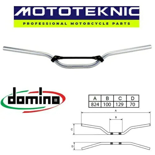 Domino ワイド ハイベンド ブレース シルバー トライアル ハンドルバー、Scorpa バイクに適合 Domino Wide High Bend Braced Silver Trials Handlebar to fit Scorpa Bikes 【並行輸入品】
