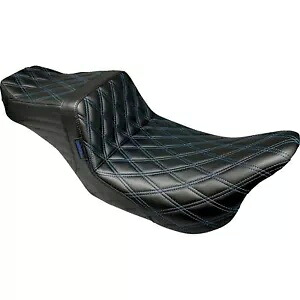 テールウィップシート - ブルースレッド付きダブルダイヤモンド - ブラック - FLH/FLT LK-587DD-BLUE Tailwhip Seat - Double Diamond with Blue Thread - Black - FLH/FLT LK-587DD-BLUE 【並行輸入品】