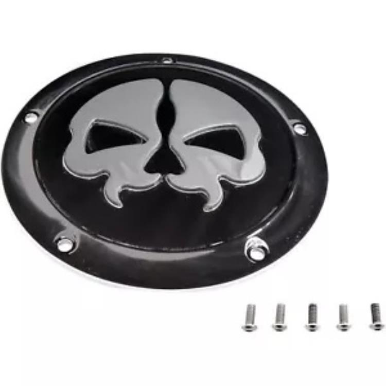 Drag Specialty スプリット スカル ダービー カバー - ブラック 1107-0553 Drag Specialties Split Skull Derby Cover - Black 1107-0553 【並行輸入品】