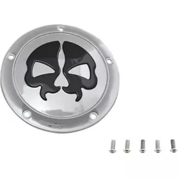 Drag Specialty スプリット スカル ダービー カバー - クローム - 5 穴 1107-0546 Drag Specialties Split Skull Derby Cover - Chrome - 5-Hole 1107-0546 【並行輸入品】