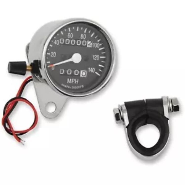 機械式スピードメーター/インジケーター/トリップ - クロームハウジング ブラックフェイス 2:1 DS-243813 Mechanical Speedometer/Indicators/Trip - Chrome Housing Black Face 2:1 DS-243813 【並行輸入品】