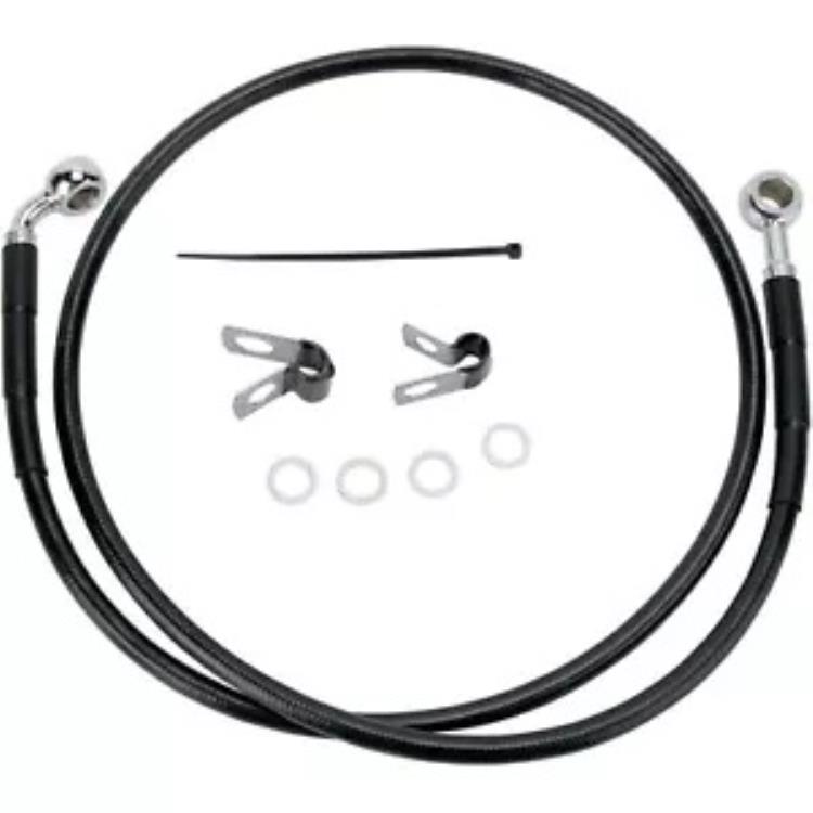 Drag Specialty +6 インチ ブレーキ ライン - フロント - ブラック ビニール - 04-10XL 1741-2535 Drag Specialties +6\