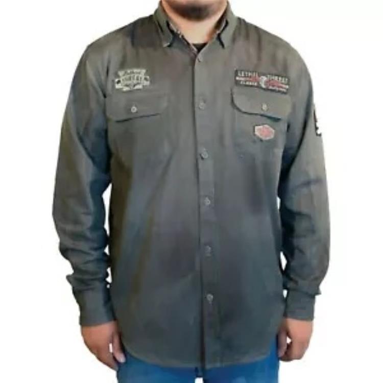 Kustom Kulture フライング アイボール 長袖シャツ - グレー - 4XL MG60133-4XL Kustom Kulture Flying Eyeball Long-Sleeve Shirt - Gray - 4XL MG60133-4XL 【並行輸入品】