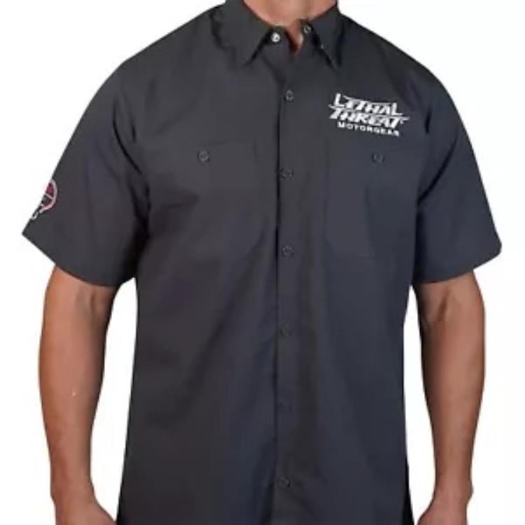 リーサル スレット デカール ファブリケーション ショップ シャツ - グレー - 2XL FE50220XXL Lethal Threat Decals Fabrication Shop Shirt - Gray - 2XL FE50220XXL 【並行輸入品】