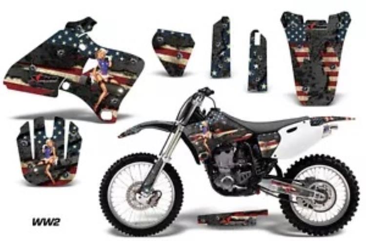 ダートバイクグラフィックキットデカールラップヤマハ YZ 250F/400F/426F 98-02 WW2 爆撃機 Dirt Bike Graphics Kit Decal Wrap For Yamaha YZ 250F/400F/426F 98-02 WW2 BOMBER 【並行輸入品】