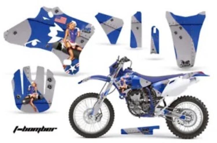 ダートバイクグラフィックキットデカールラップヤマハ WR250 WR450F 2005-2006 TBOMBER ブルー Dirt Bike Graphics Kit Decal Wrap For Yamaha WR250 WR450F 2005-2006 TBOMBER BLUE 【並行輸入品】
