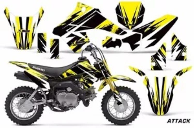 ダートバイクグラフィックキットデカールステッカーラップスズキ DRZ70 2008-2016 攻撃 YLLW Dirt Bike Graphics Kit Decal Sticker Wrap For Suzuki DRZ70 2008-2016 ATTACK YLLW 【並行輸入品】
