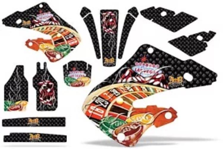 ダートバイクグラフィックキットデカールラップホンダ CR125 98-99 CR250 97-99 VEGAS ブラック Dirt Bike Graphics Kit Decal Wrap For Honda CR125 98-99 CR250 97-99 VEGAS BLACK 【並行輸入品】