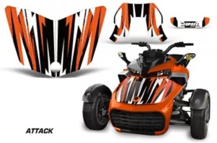 フードリアフェンダーグラフィックスキットデカールステッカー Can-Am Spyder F3-S ATTACK ORNG 用 Hood Rear Fender Graphics Kit Decal Sticker For Can-Am Spyder F3-S ATTACK ORNG 【並行輸入品】