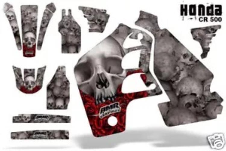 ダートバイクグラフィックキット MX デカールラップホンダ CR500 CR 500 1989-2001 BONES SLVR Dirt Bike Graphics Kit MX Decal Wrap For Honda CR500 CR 500 1989-2001 BONES SLVR 【並行輸入品】