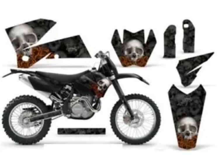 ダートバイク デカール グラフィック キット ラップ KTM EXC/SX/MXC/SMR/XCF-W 2005-2007 BONES BLACK Dirt Bike Decal Graphic Kit Wrap KTM EXC/SX/MXC/SMR/XCF-W 2005-2007 BONES BLACK 【並行輸入品】