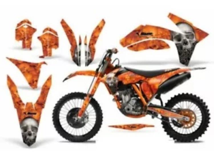 ダートバイクデカールグラフィックキットラップ KTM SX/SX-F/XC/EXC/XFC-W 11-13 BONES ORNG Dirt Bike Decal Graphics Kit Wrap For KTM SX/SX-F/XC/EXC/XFC-W 11-13 BONES ORNG 【並行輸入品】