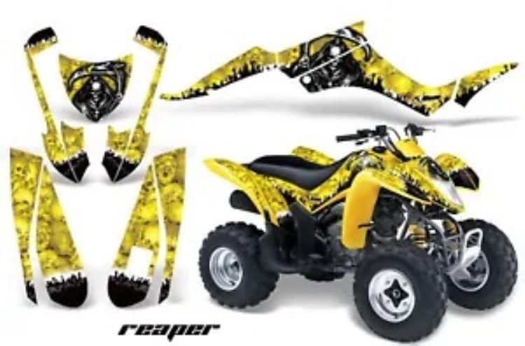 ATV グラフィックスキットデカールクワッドラップスズキ LTZ250 LTZ 250 2004-2009 リーパー YLLW ATV Graphics Kit Decal Quad Wrap For Suzuki LTZ250 LTZ 250 2004-2009 REAPER YLLW 【並行輸入品】