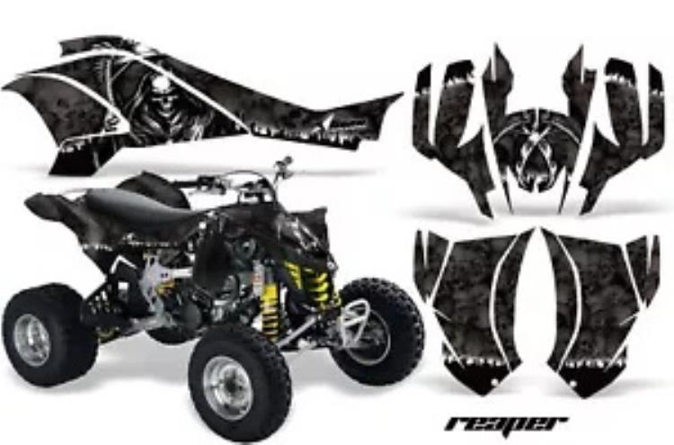 ATV グラフィックス キット クワッド デカール ラップ Can-Am DS450 XMX XXC 2008-2016 リーパー ブラック用 ATV Graphics Kit Quad Decal Wrap For Can-Am DS450 XMX XXC 2008-2016 REAPER BLACK 【並行輸入品】