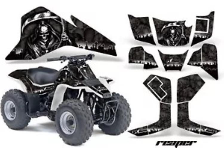 ATV グラフィックスキット クワッド デカール ステッカー ラップ スズキ LT80 1987-2006 リーパー ブラック用 ATV Graphics Kit Quad Decal Sticker Wrap For Suzuki LT80 1987-2006 REAPER BLACK 【並行輸入品】
