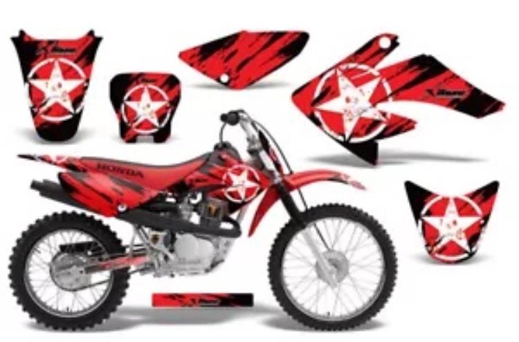 ダートバイク グラフィックスキット MX デカールラップ ホンダ CRF80 CRF100 2004-2010 トーンレッド用 Dirt Bike Graphics Kit MX Decal Wrap For Honda CRF80 CRF100 2004-2010 TORN RED 【並行輸入品】
