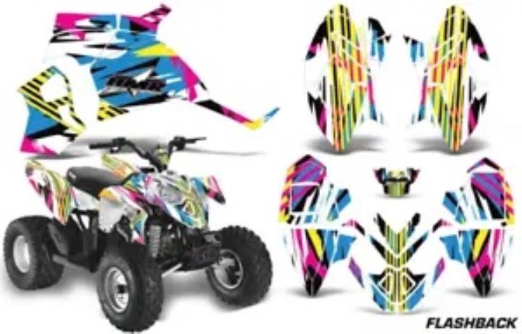 ATV デカール グラフィック ステッカー キット ポラリス アウトロー 90 110 2002-2020 フラッシュバック用 ATV Decal Graphic Sticker Kit For Polaris Outlaw 90 110 2002-2020 FLASHBACK 【並行輸入品】