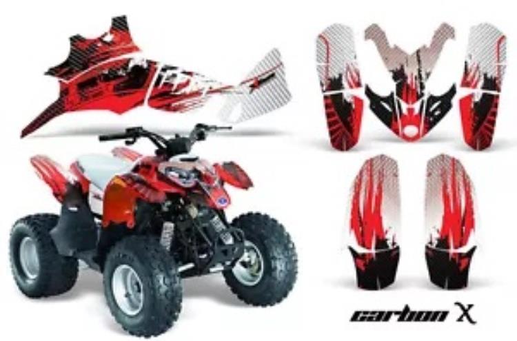 ATV グラフィックス キット クワッド デカール ラップ ポラリス プレデター 90 2003-2007 CARBONX レッド用 ATV Graphics Kit Quad Decal Wrap For Polaris Predator 90 2003-2007 CARBONX RED 【並行輸入品】