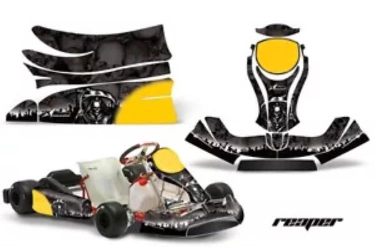 ゴーカート グラフィック キット デカール ステッカー ラップ KG Freeline Birel Cadet REAPER ブラック用 Go Kart Graphics Kit Decal Sticker Wrap For KG Freeline Birel Cadet REAPER BLACK 【並行輸入品】