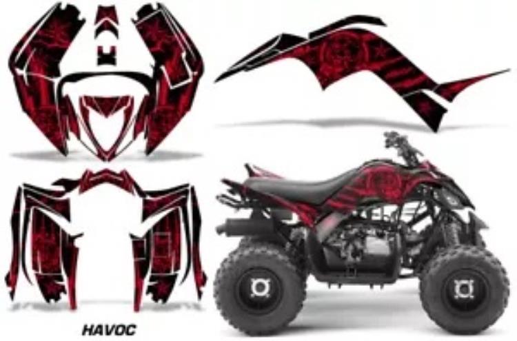 グラフィックキット デカール ステッカー ヤマハ ラプター 90 YFM90 16-23 ハボックレッド用 Graphics Kit Decal Sticker For Yamaha Raptor 90 YFM90 16-23 Havoc Red 【並行輸入品】