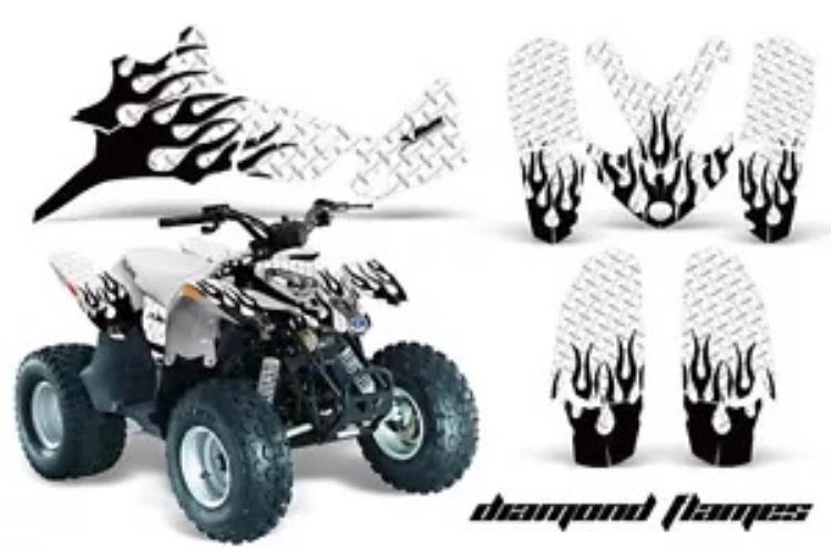 ATV グラフィックスキット クワッド デカール ラップ ポラリス プレデター 90 2003-2007 DMNDFLAME K W用 ATV Graphics Kit Quad Decal Wrap For Polaris Predator 90 2003-2007 DMNDFLAME K W 【並行輸入品】