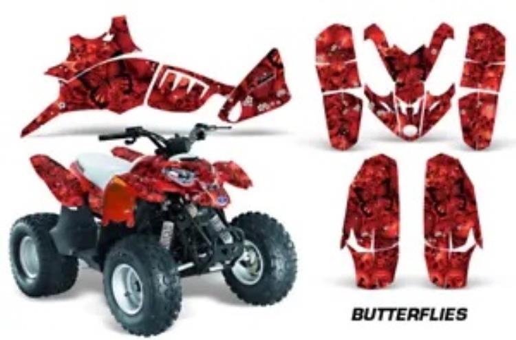 ATV グラフィックスキット クワッド デカール ラップ ポラリス プレデター 90 2003-2007 バタフライレッド用 ATV Graphics Kit Quad Decal Wrap For Polaris Predator 90 2003-2007 BUTTERFLY RED 【並行輸入品】