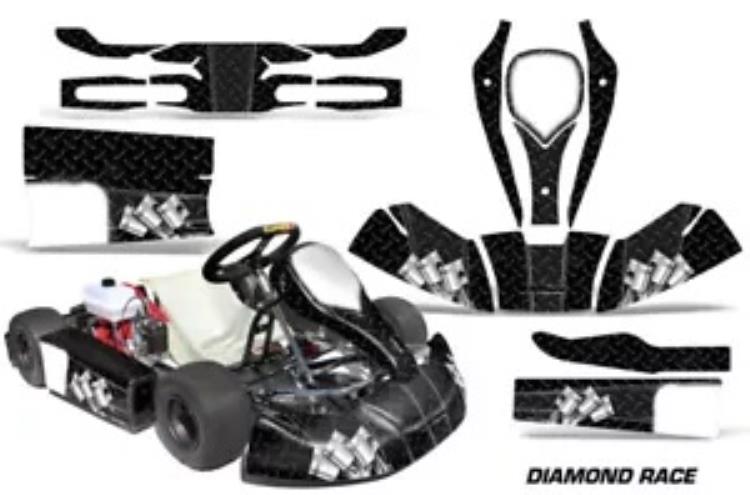 ゴーカート グラフィック キット デカール CRG JR カデットおよびバンビーノ キッズ ダイヤモンド レース ブラック用 Go-Kart Graphics kit Decal for CRG JR Cadet and Bambino Kids Diamond Race Black画像