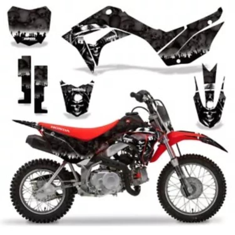 カスタム MX グラフィックス #プレート デカール付き ホンダ CRF 110F 2019-2021 リーパー ブラック Custom MX Graphics with #Plate Decals Honda CRF 110F 2019-2021 Reaper Black 【並行輸入品】