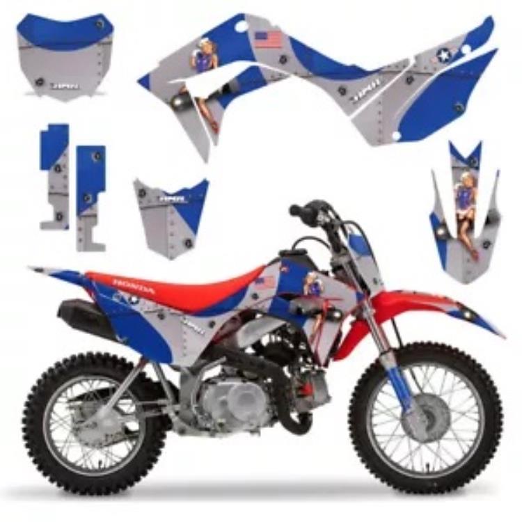 カスタム MX グラフィックス #プレート デカール付き ホンダ CRF 110F 2019-2021 T-Bomber ブルー Custom MX Graphics with #Plate Decals Honda CRF 110F 2019-2021 T-Bomber Blue 【並行輸入品】