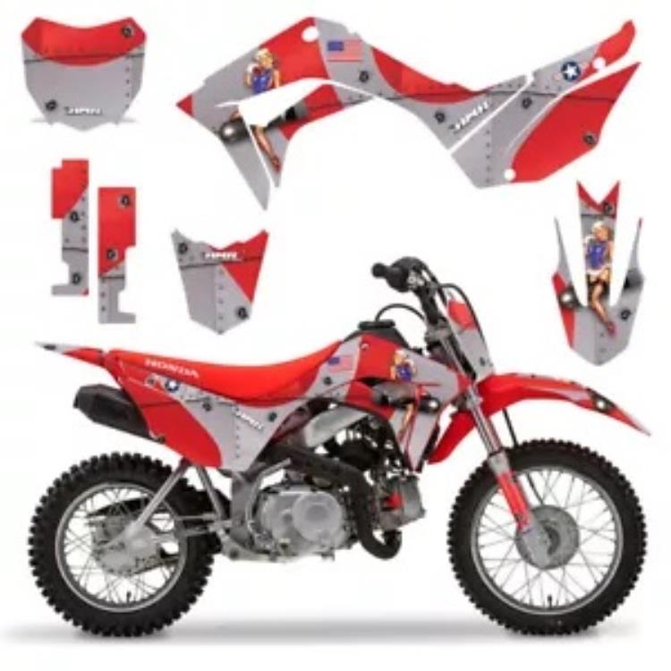 カスタム MX グラフィックス #プレート デカール付き ホンダ CRF 110F 2019-2021 T-Bomber レッド Custom MX Graphics with #Plate Decals Honda CRF 110F 2019-2021 T-Bomber Red 【並行輸入品】