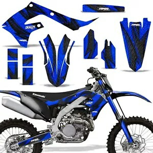 カスタム MX デカールキット Kawasaki KXF 250 450 19-21 ドラゴン フロー ブルー Custom MX Decal Kit Kawasaki KXF 250 450 19-21 DRAGON FLOW BLUE画像