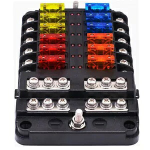 12Way 車ヒューズ防水マリンボックスブロックホルダー LED インジケーター付き 12V 32V 12Way Car Fuse Waterproof Marine Box Block with Holder LED Indicator For 12V 32V 【並行輸入品】