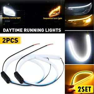 4x LED DRL ライト アンバー/ホワイト シーケンシャル フレキシブル ターン シグナル ストリップ ヘッドライト US 4x LED DRL Lights Amber/White Sequential Flexible Turn Signal Strip Headlight US 【並行輸入品】